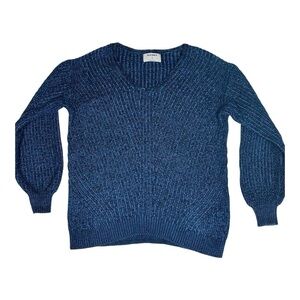 Blue Knit V Neck Sweater Size XS